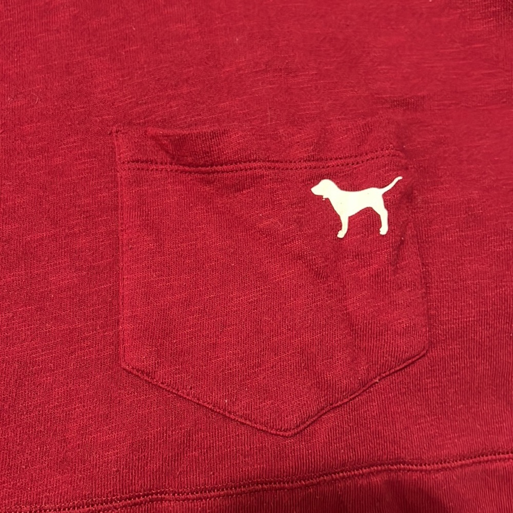 **SOLD!**PINK Varsity Crew Burgundy Tshirt Sweatshirt - Picture 6 of 6